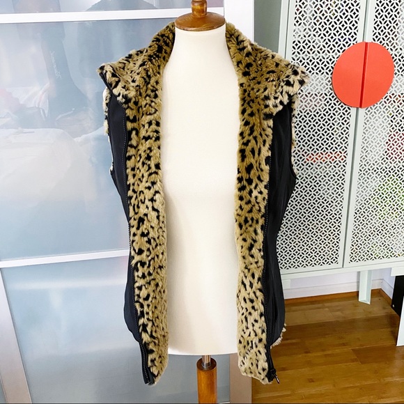 Kristen Blake Leopard Faux Fur Reversible Vest - Picture 8 of 12